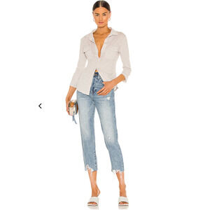 Pistola Womens Charlie High Rise Straight Jeans 25 Blue Distressed Festival Punk